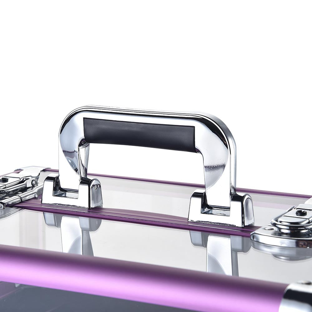 MassLux 2in1 Customizable Structure Rolling Lockable Travel Case- Shiny Purple