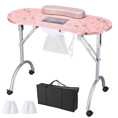 Mobile Manicure Table with Dust Collector & Magnifying Light