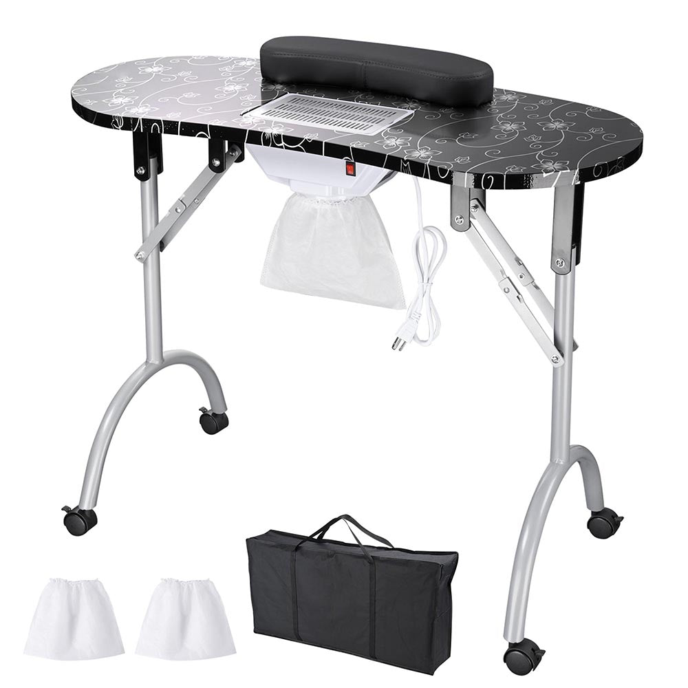 Mobile Manicure Table with Dust Collector & Magnifying Light